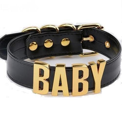 bdsm black choker necklace  baby collar gold hardware dd/lg little space girl ddlg cgl kawaii aesthetic