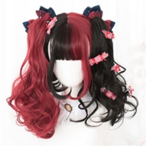 Black & Red Wig - Long Ponytail Wig - wig