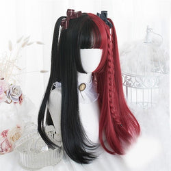 Black & Red Wig - Long Wavy/Straight Wig - wig