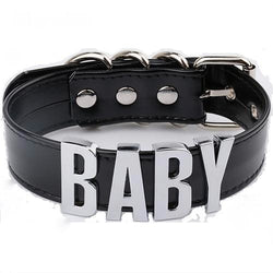 bdsm black choker necklace baby collar silver hardware dd/lg little space girl ddlg cgl kawaii aesthetic