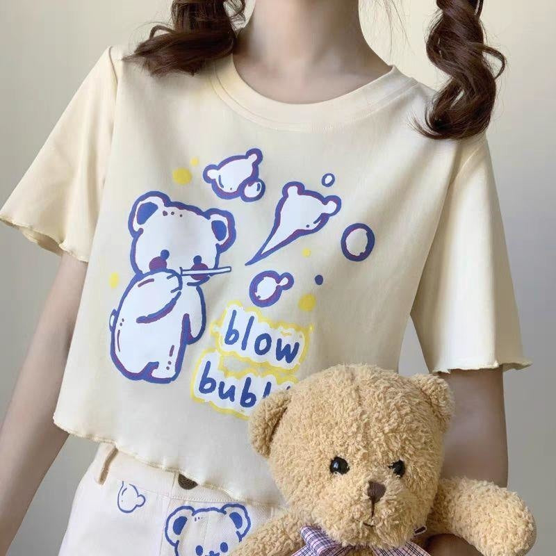 Blow Bubbles Bear Tee - alternative, anime, anime shirt, baby bear, blow bubbles