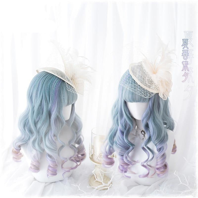 Blue Purple Ombre Long Wig - wig