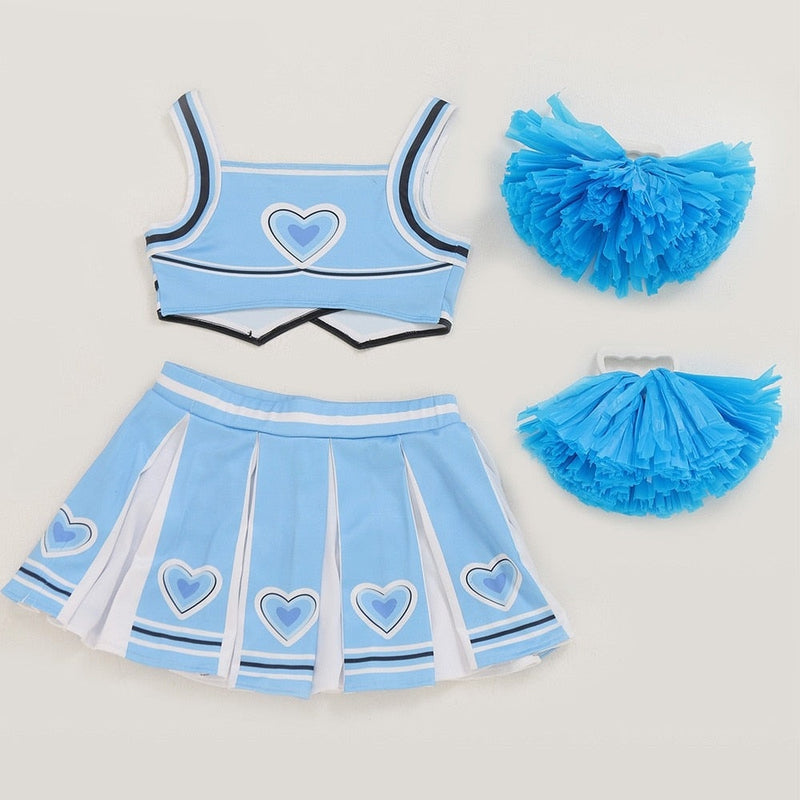Costume Cheerleader Bambina - Set Con Crop Top, Minigonna E Pompon, Per Carnevale O Sport - Foto 2