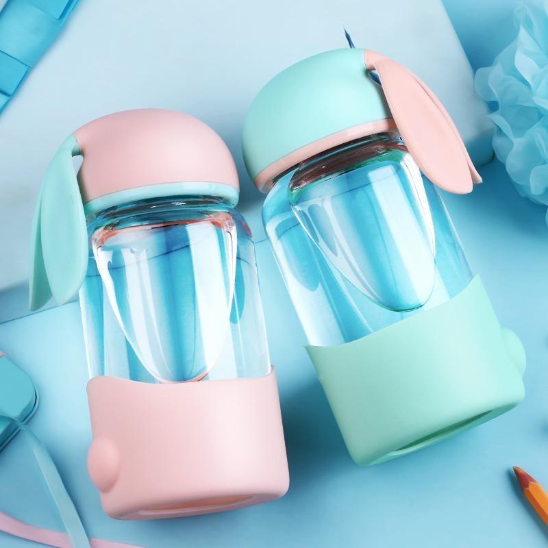 Bunny Ear Glass Water Bottle Pastel Kawaii Cute – DDLG Playground