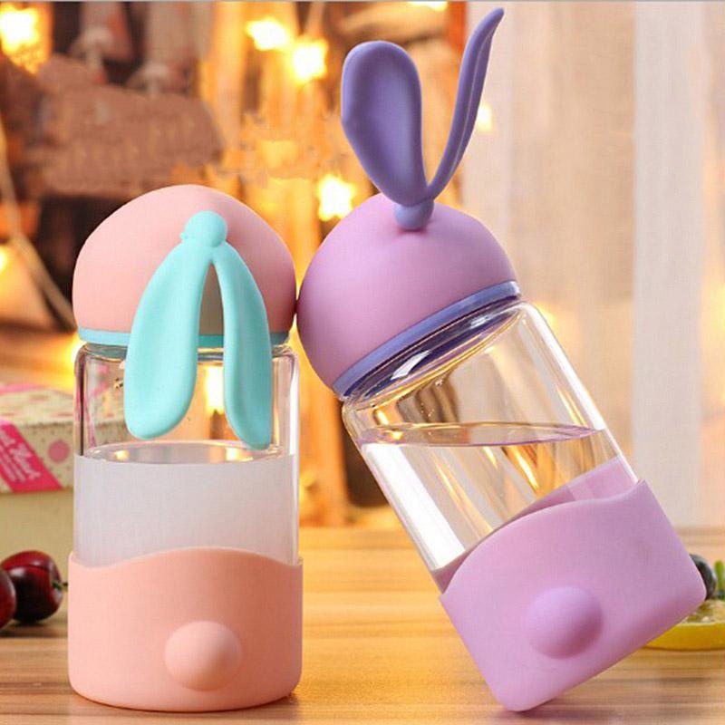 Bunny Glass Water Bottle - adult bottle, baby bottles, bunny ear