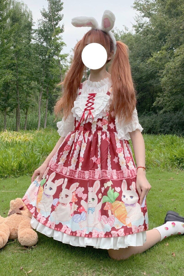 Bunny Parade Lolita Dress - Red - dresses