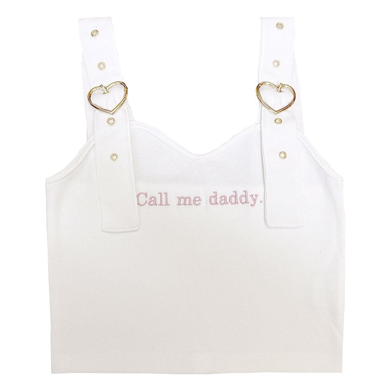 Call Me Daddy Crop Top - White - babydoll, belly shirt, tee, crop top, tops