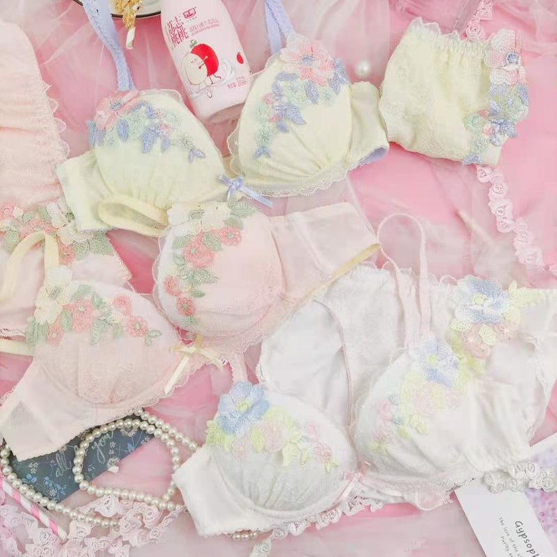 Candy Floral Lingerie Set - angel, angelcore, angelic, bra, bralette