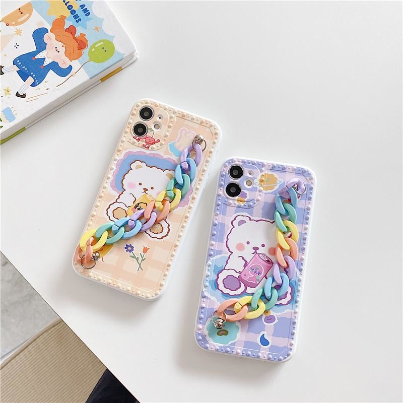 Candycore Pastel Rainbow Bear iPhone Case With Chain Strap DDLG Shop ...