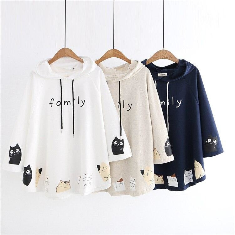 Cat Family Poncho - sweater