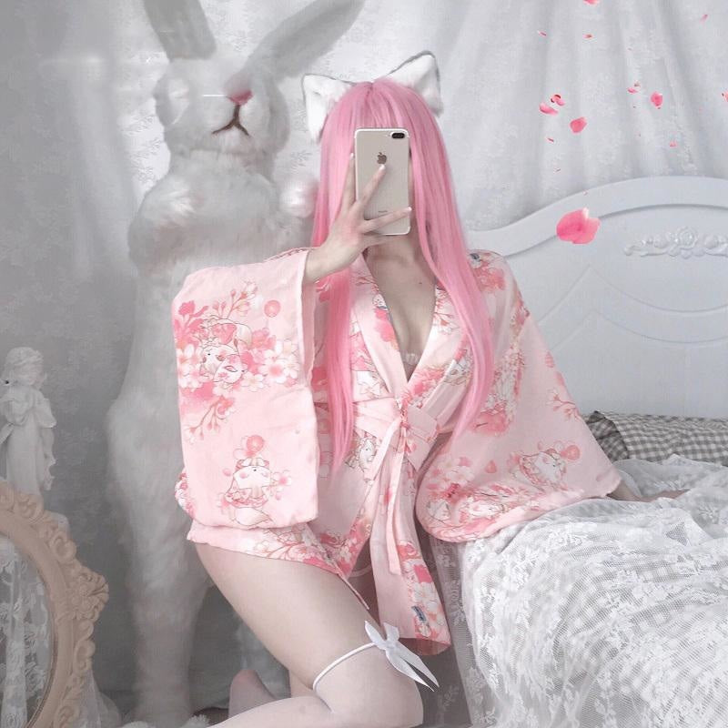 Cherry Blossom Kimono - bath robe, dress, dresses, pajama, pajamas