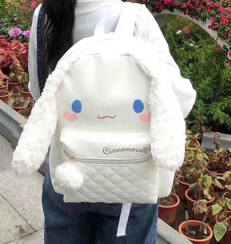 White Cinnamoroll Bunny Rabbit Backpack Book Bag School Knapsack High Quality Luxury Kawaii Fashion 