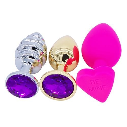 Circle Plug Set - Purple Gold Heart Plug Set - plug