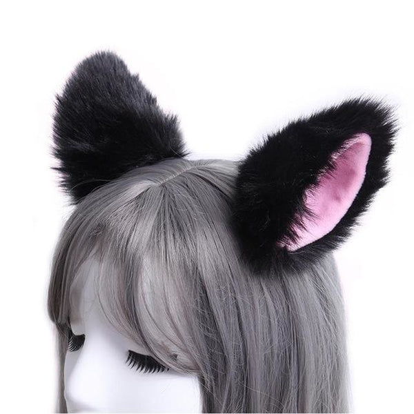 Black Furry Soft Neko Ears Clip In Cat Ears Fox Ears Petplay Kink Fetish Furries 