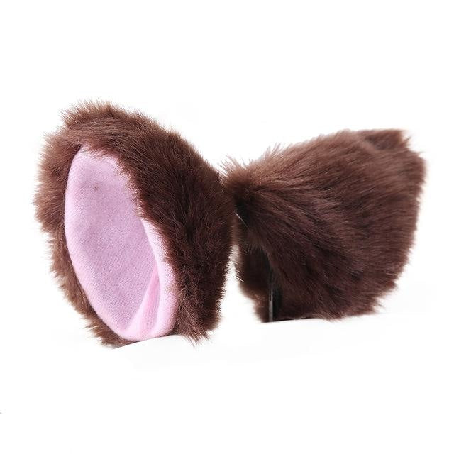 Brown Furry Soft Neko Ears Clip In Cat Ears Fox Ears Petplay Kink Fetish Furries 