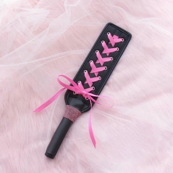 Pink Lace Up Corset Paddle Flogger BDSM Kink Fetish S&M Bondage Punish by DDLG Playground