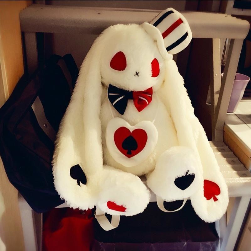 Creepy Evil White Bunny Rabbit Backpack Cards Poker – DDLG Playground