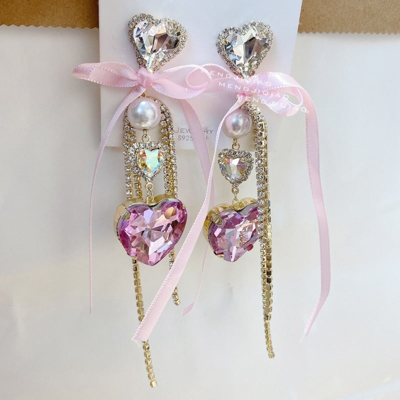 Crystal Princess Drop Earrings - accessories, crystal earrings, crystals, dangle earrings, drop earrings Kawaii Babe