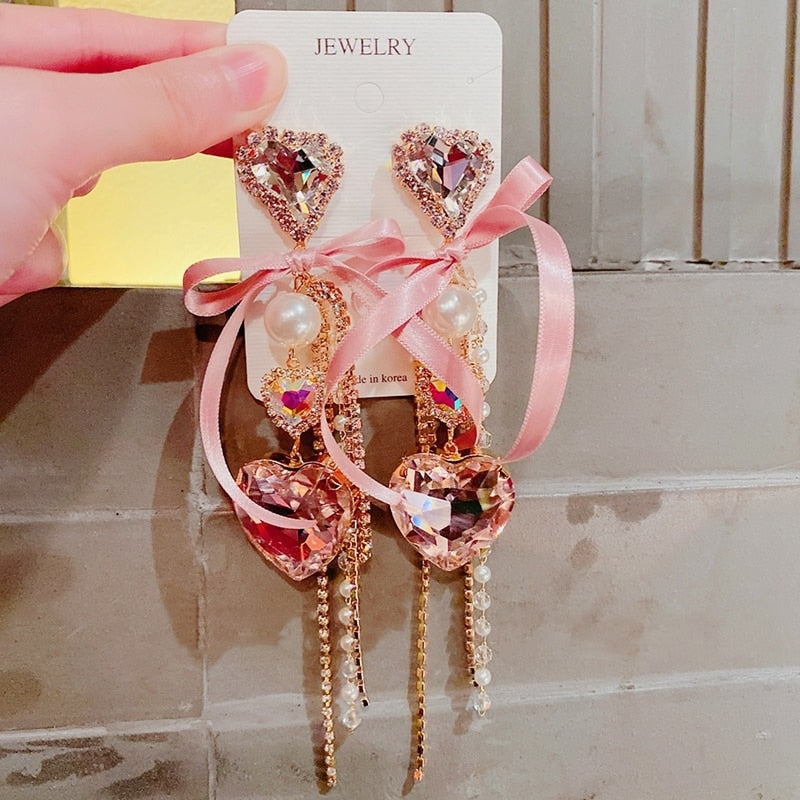 Crystal Princess Drop Earrings - accessories, crystal earrings, crystals, dangle earrings, drop earrings Kawaii Babe