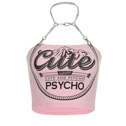 Cute & Psycho Halter Top - baby,belly shirt,belly shirts,belly tank,belly tee