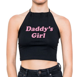 Daddy’s Girl Halter Top - Black / M - 2xl, babygirl, belly shirt, crop, crop shirt