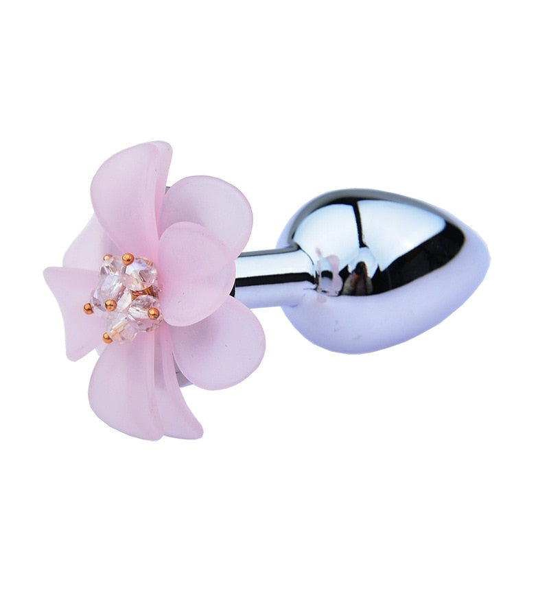 Dainty Flower Plug - Pink - anal plug, plugs, bdsm, black latex, leather