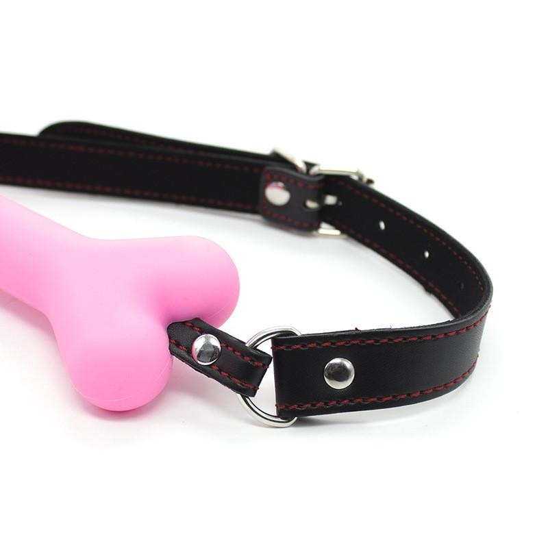 Pink Dog Bone Ball Gag Leash Collar Pet Play Puppy Play BDSM Kink Fetish by DDLG Playground