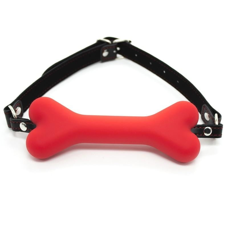 Red Dog Bone Ball Gag Leash Collar Pet Play Puppy Play BDSM Kink Fetish by DDLG Playground