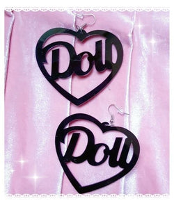 Doll Hoop Earrings - Black - earrings