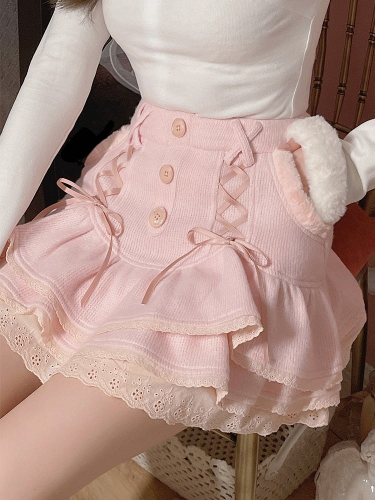 Dollette Skirt & Turtleneck Outfit - angel, belly shirt, crop tops, dollcore, dollette