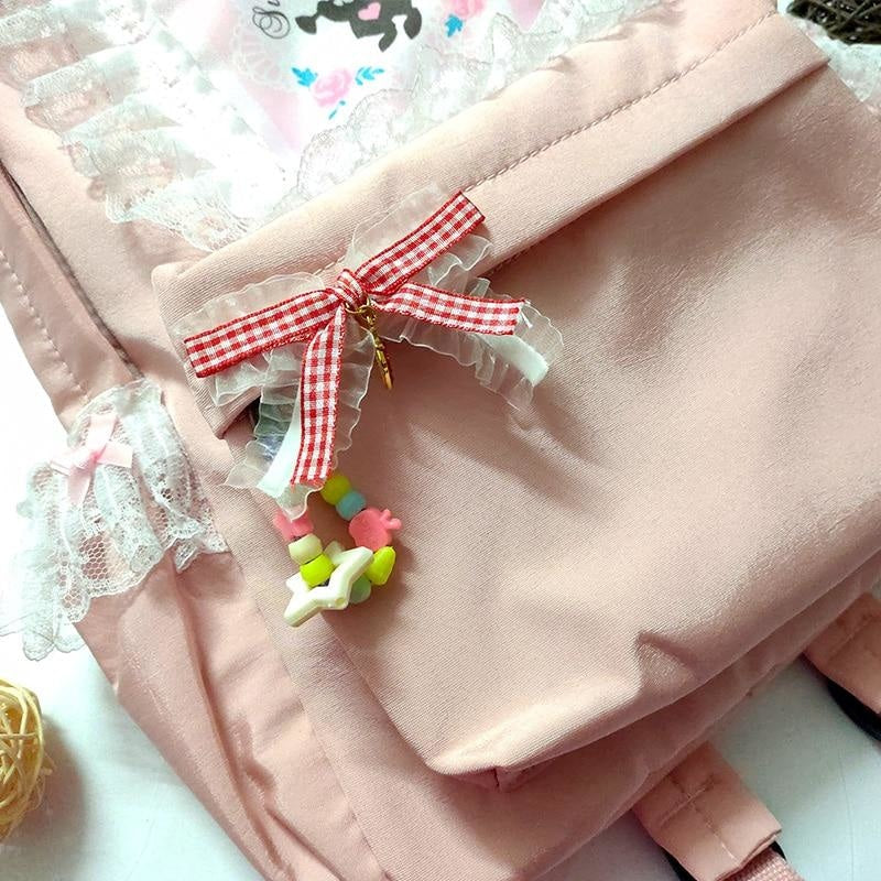 Pink Bow Lolita Handbag for Girls Cute Women Purses Kawaii Totes Female  Shoulder Bags Japanese Style