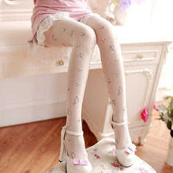 elegant floral rose bud tights nylons pantyhose royal elegance dainty lolita harajuku japan fashion by kawaii babe