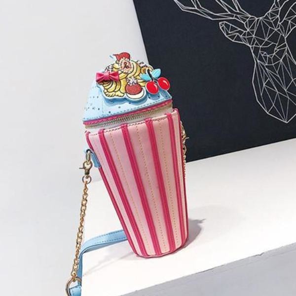 Kawaii Embroidered Cupcake Handbag Purse 3D Cake Cherries Harajuku Lolita Fashion Bag