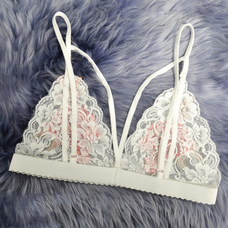 white lace rose embroidery harness bra bralette lacey sexy lingerie brasier intimates kinky fetish bdsm abdl dd/lg style flowers by ddlg playground