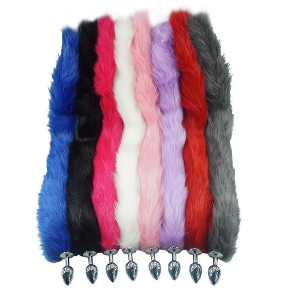 Extra Long Furry Fox Tail Plugs Butt Plug Anal Beads Cat Tails Faux Vegan Fur Kink Fetish PetPlay Furries by DDLG Playground
