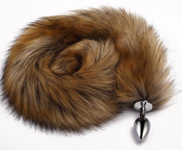 Extra Long Brown Furry Fox Tail Plugs Butt Plug Anal Beads Cat Tails Faux Vegan Fur Kink Fetish PetPlay Furries by DDLG Playground