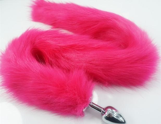 Extra Long Pink Furry Fox Tail Plugs Butt Plug Anal Beads Cat Tails Faux Vegan Fur Kink Fetish PetPlay Furries by DDLG Playground