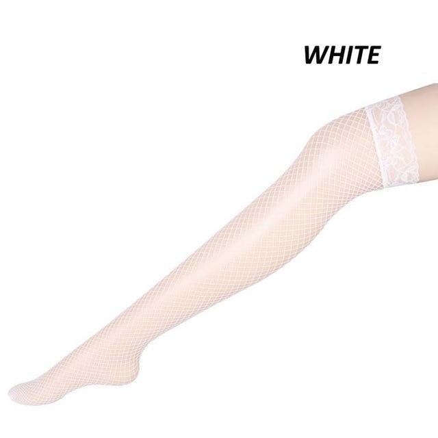 Pink Fishnet Stockings - White - tights