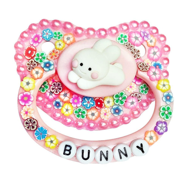 Flower Bunny Deco Pacifier - abdl, adult babies, baby, pacifiers, binkie