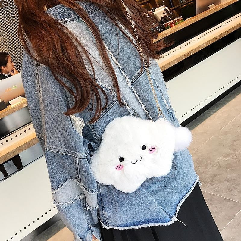 Fluffy Kawaii Face Fuzzy Soft Cloud Bag Handbag Purse | DDLG Playground