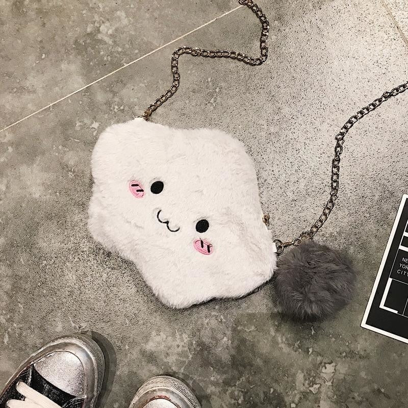 Fluffy Kawaii Face Fuzzy Soft Cloud Bag Handbag Purse | DDLG Playground