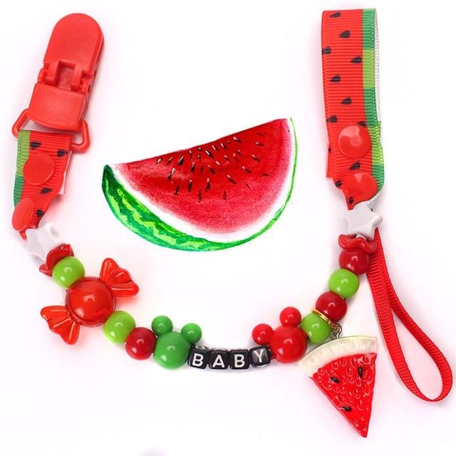Fruity Baby Pacifier Clips - Watermelon - pacifier clip