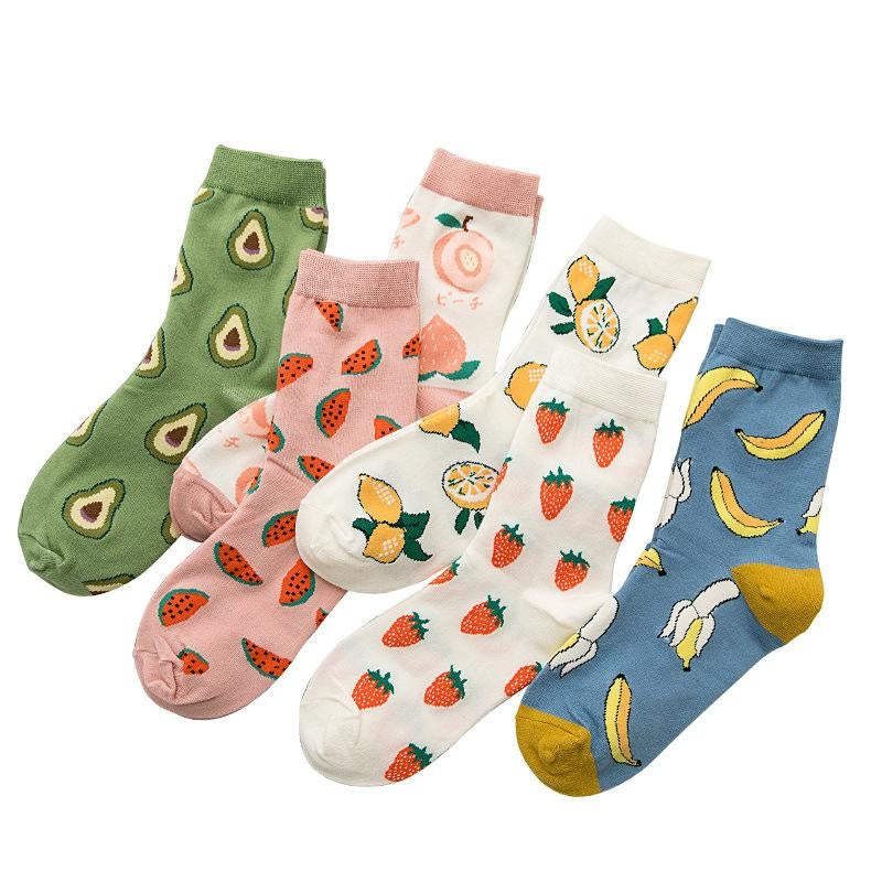 Fruity Sockies - ankle socks, avocado, avocadoes, avocados, bananas