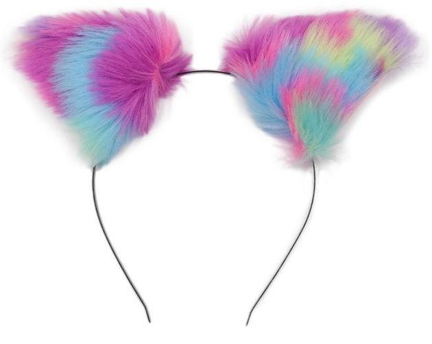 Furry Fox Ears - Rainbow Pastels - accessories