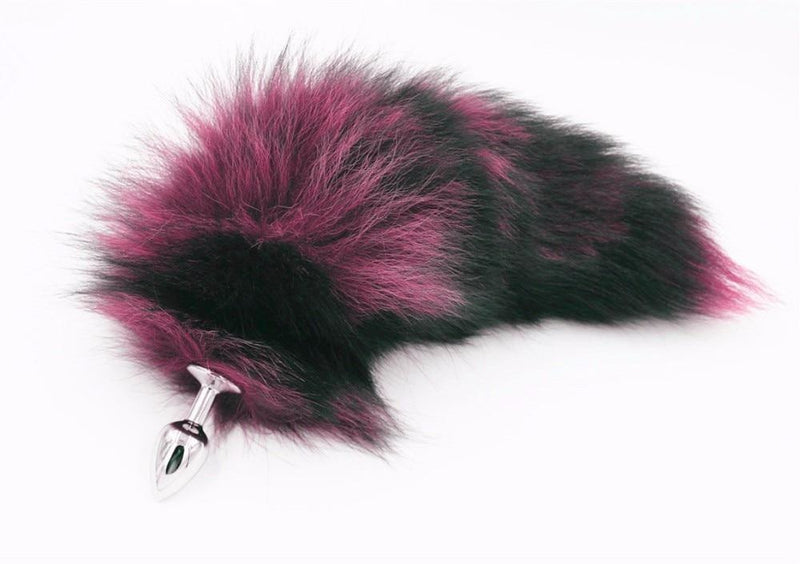 Furry Fox Tail (Many Colors) - Pink & Black - Petplay