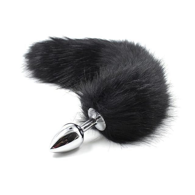 Furry Fox Tail (15 Color Choices!) - Black - petplay
