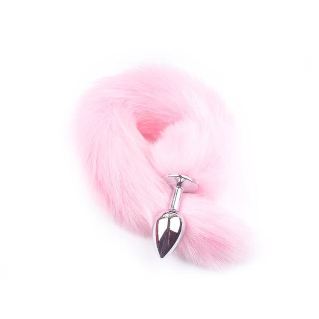 Furry Fox Tail (15 Color Choices!) - Light Pink - petplay