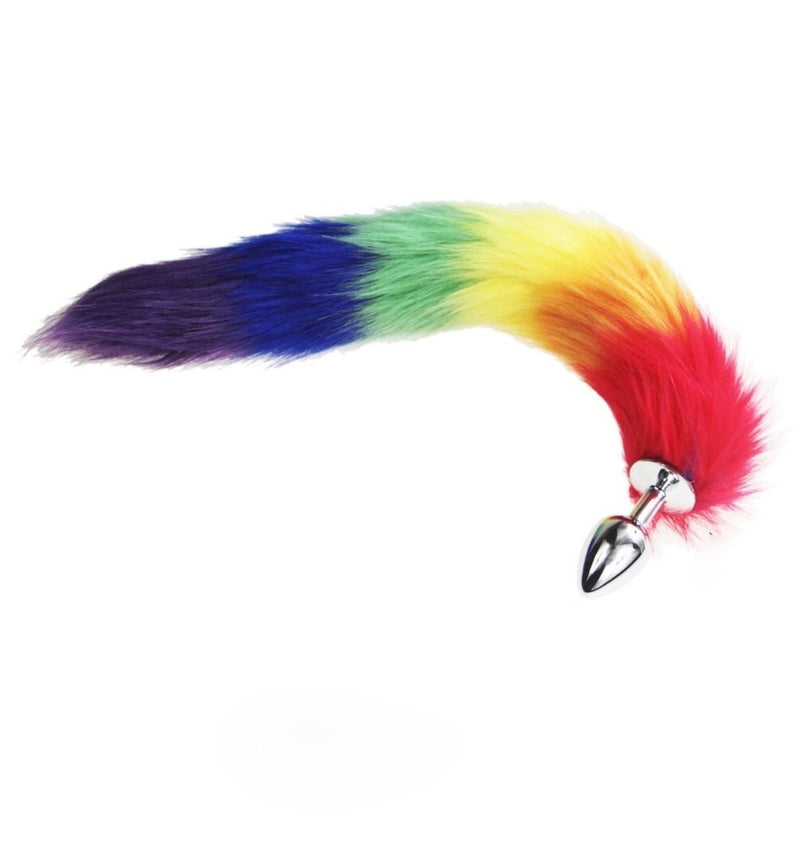 Furry Fox Tail (15 Color Choices!) - Rainbow In Order - petplay