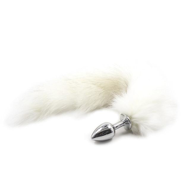 Furry Fox Tail (15 Color Choices!) - White - petplay