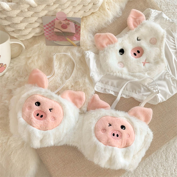 Furry Pig Lingerie Set - M(70ABC) - lingerie set, sets, oink, pig, piggy